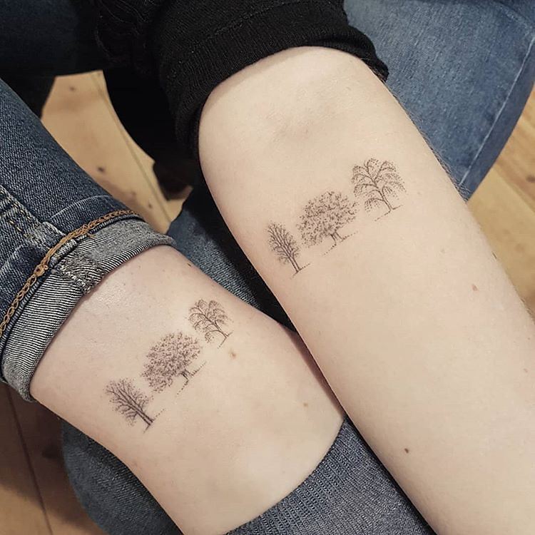 Nature Inspired Matching Tree Tattoo For Sisters