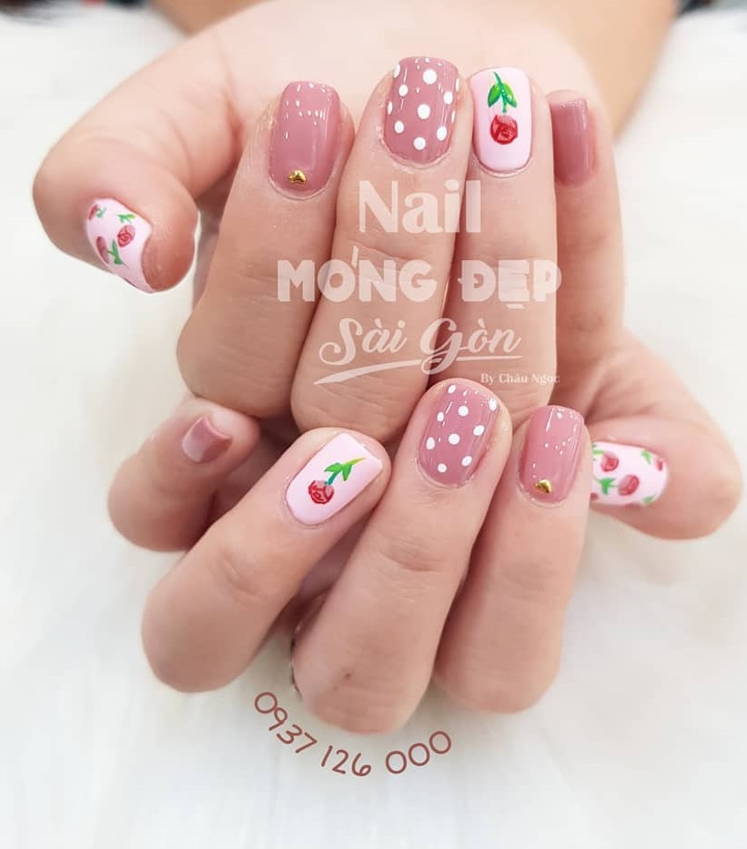 Polka Dots And Flower On Peach Base