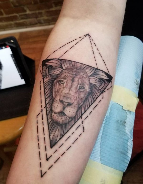 Realism Lion Tattoo On Forearm