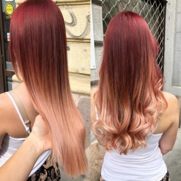 Red And Rose Gold Ombre Hairs