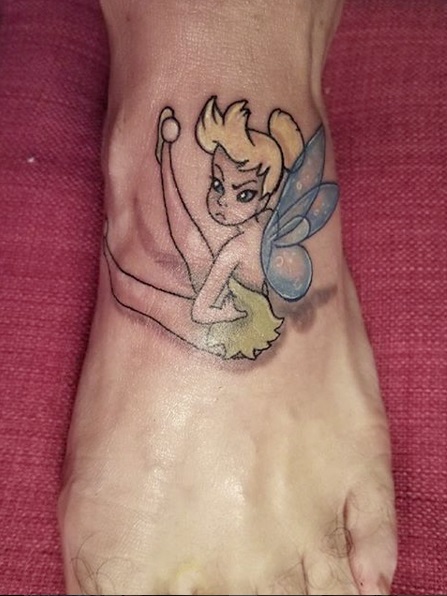 Small Tinker Bellby Tattoo On Foot