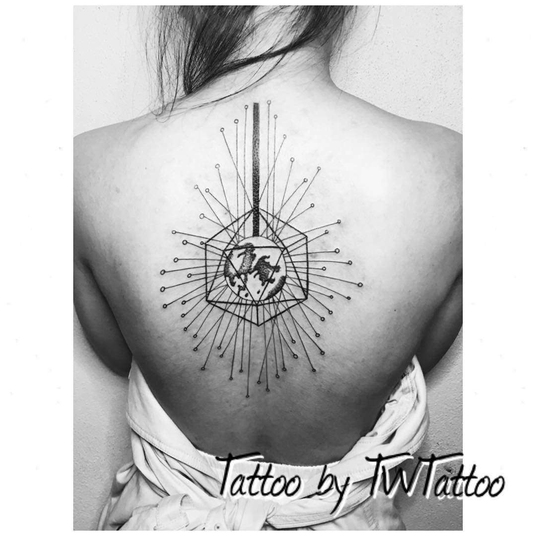 Symbolic Earth Tattoo Design On Back