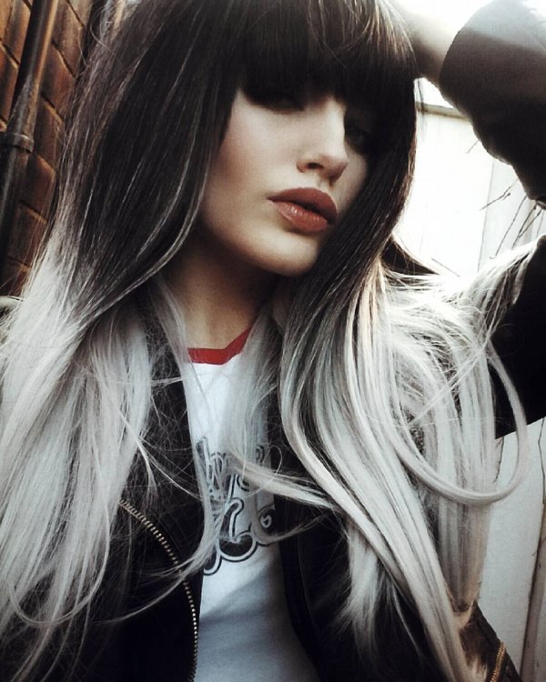 Trendy White, Silver And Black Ombre Hairs