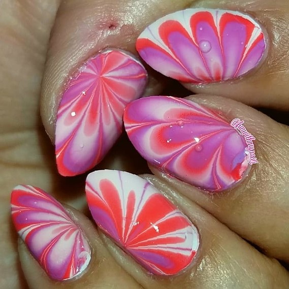 Water Marble Floral Nails