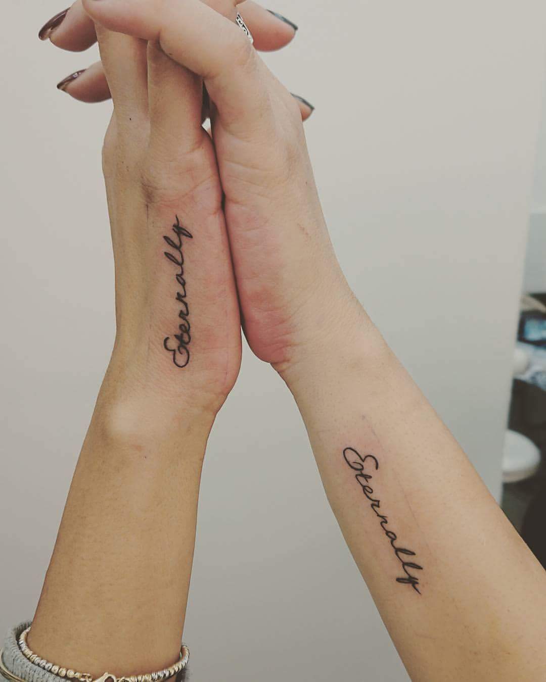 Wonderful Eternally Sisters Matching Quote Tattoo