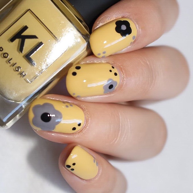 Yellow Floral Nails