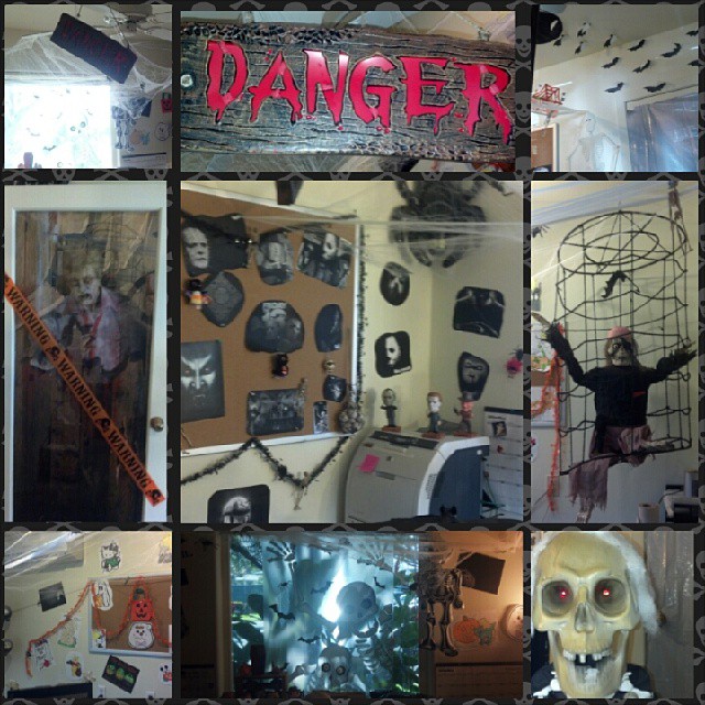 Danger sign used for office decor at Halloween. Pic by black_plumeria