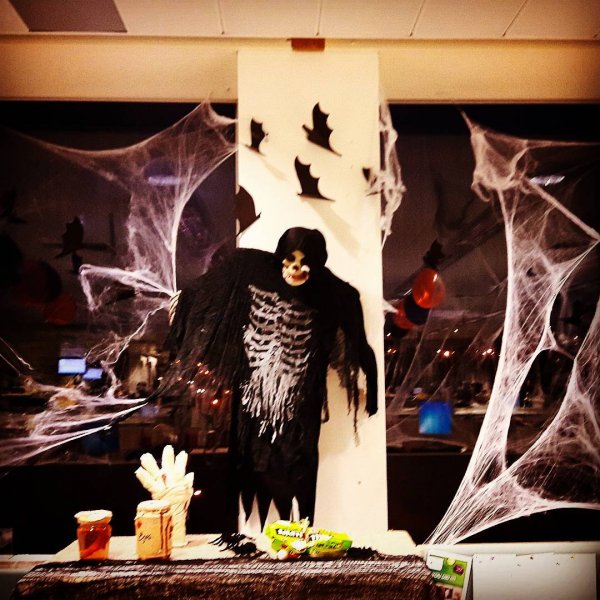 Spider web, bats, skeleton for your office. Pic by theitalianclaydesign