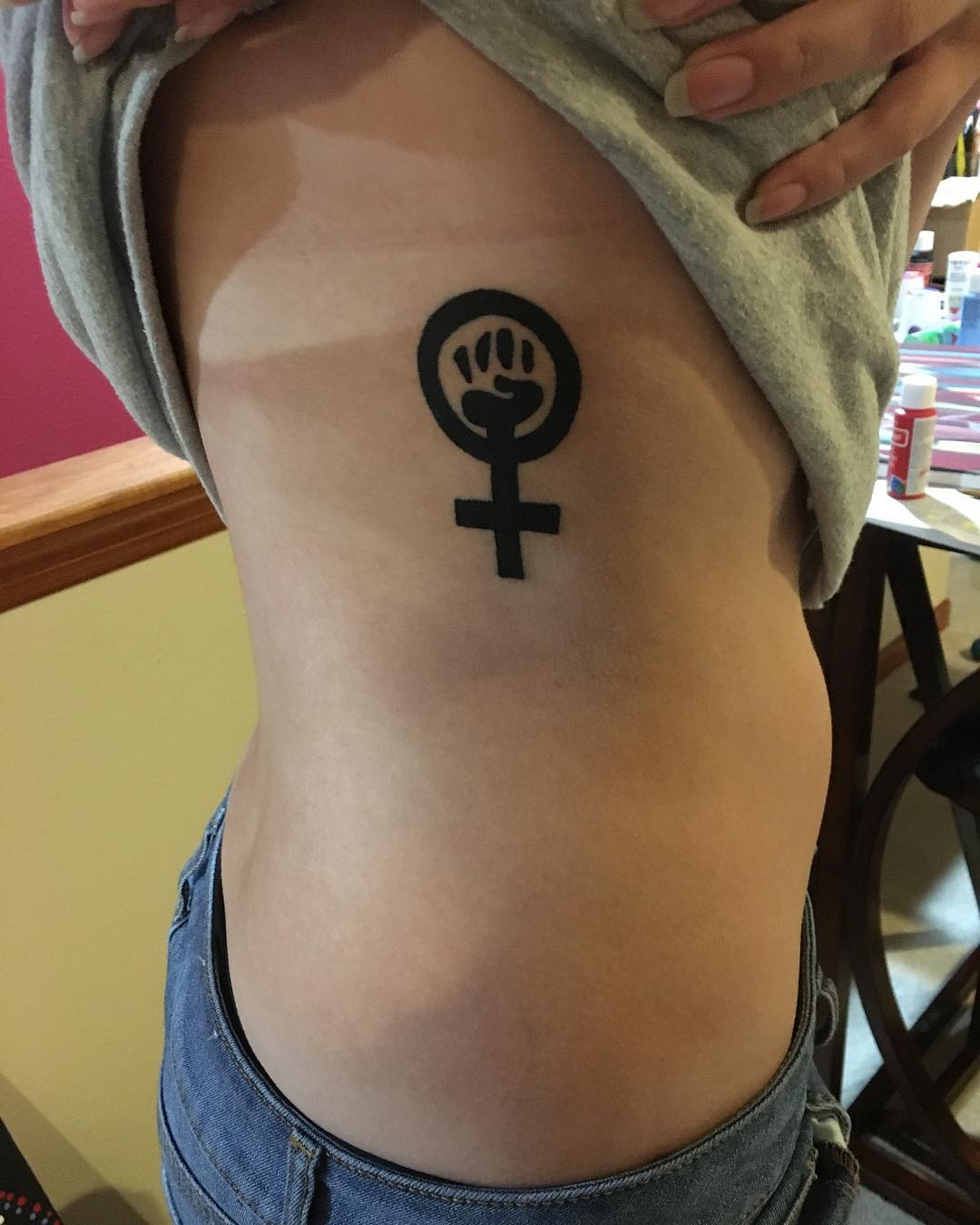 Black feminist side tattoo idea. Pic by mariabunczak