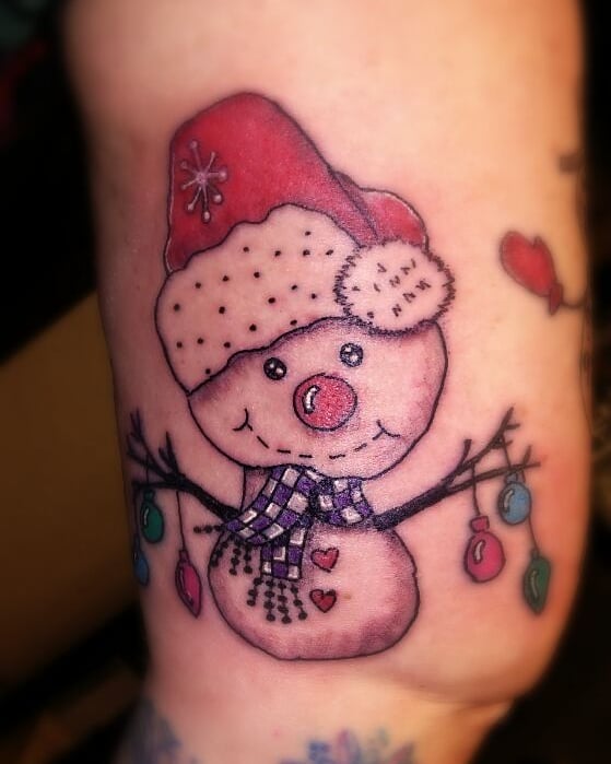 Dashing little snowman tattoo