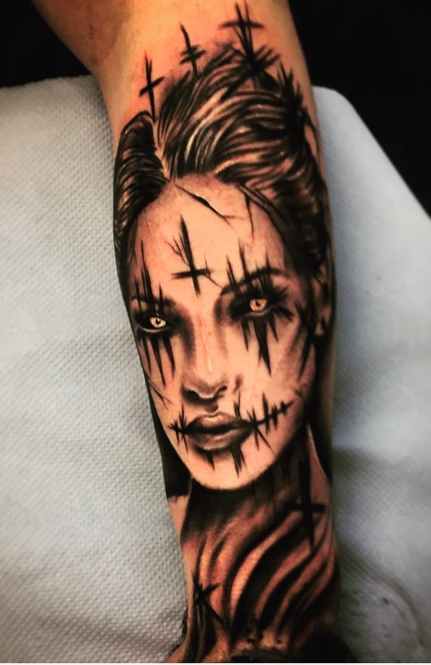 Demon girl tattoo. Pic by shaks_tattoo