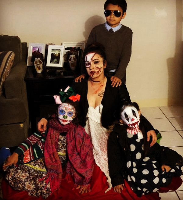 Family Masked Makeup Attire Dress for Halloween party. Pic by dalli_anna_