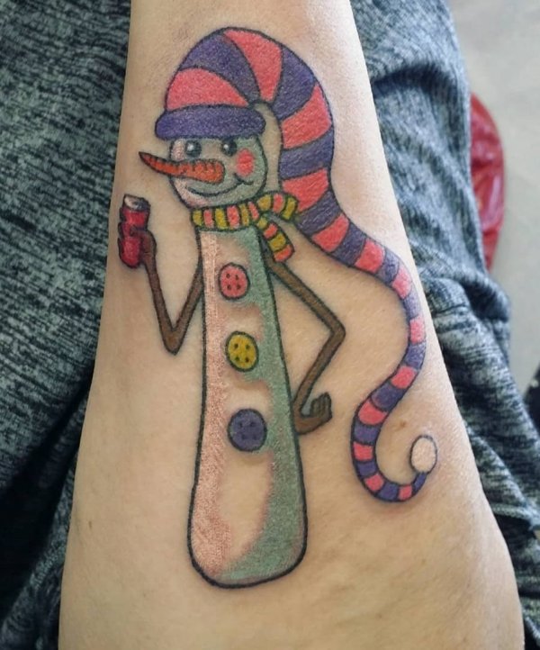 Funky little snowman tattoo