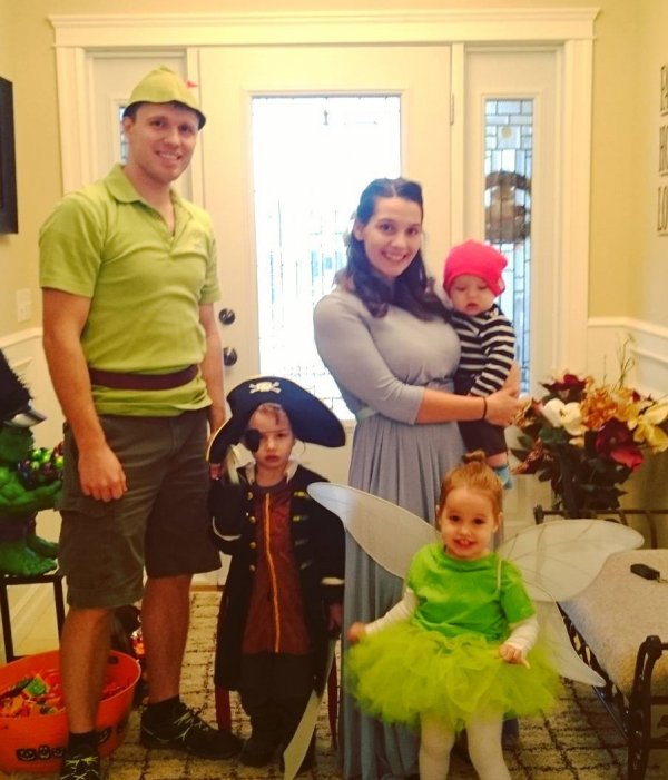 Lovely Peter, Wendy, Captain Hook, Tinkerbell and Smee. Pic by sidebysidelearningblog