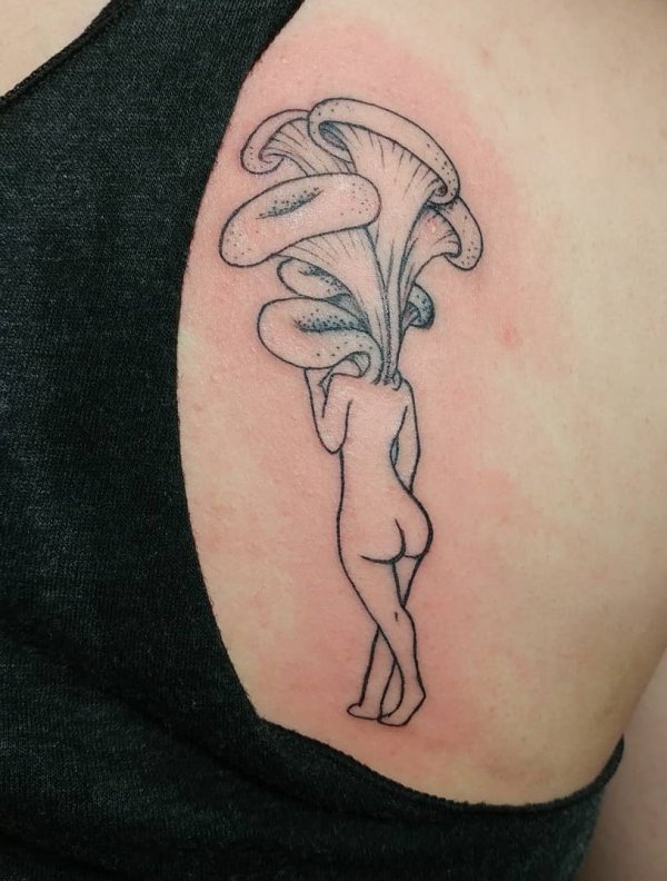 Pretty mushroom feminist tattoo design. Pic by cypherwyrm