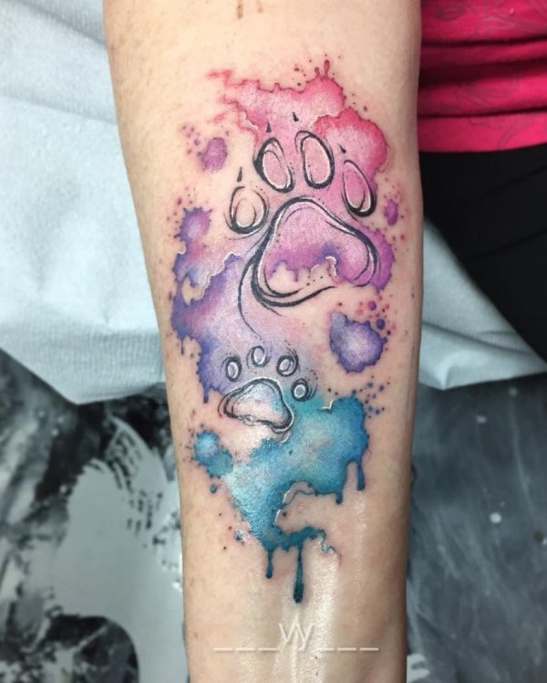 Colourful watercolour Tattoo for some toe beans.