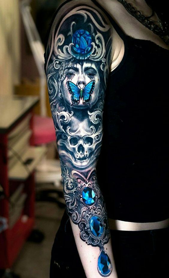 Love the color and design of this amazing coverup full sleeve tattoo.