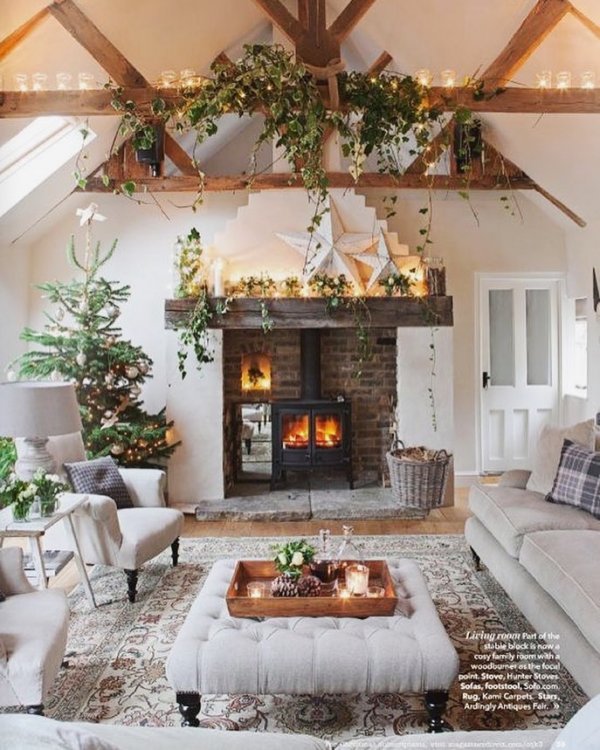 Superb living room decoration for Christmas for nature lover.