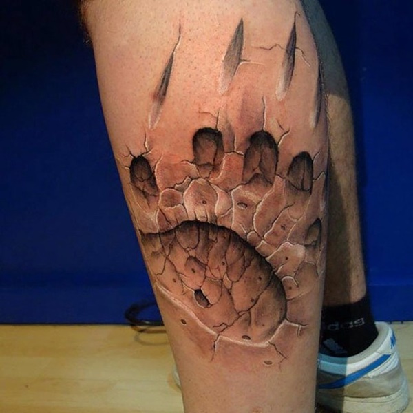 3D dog paw print tattoo.