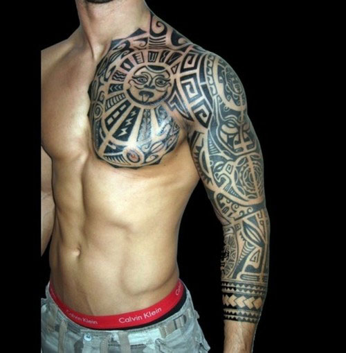 A mixture of polynesian and samoan tattoo.