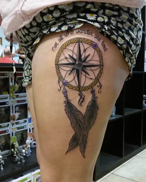 Adding a line with dreamcatcher tattoo make it meaningful.