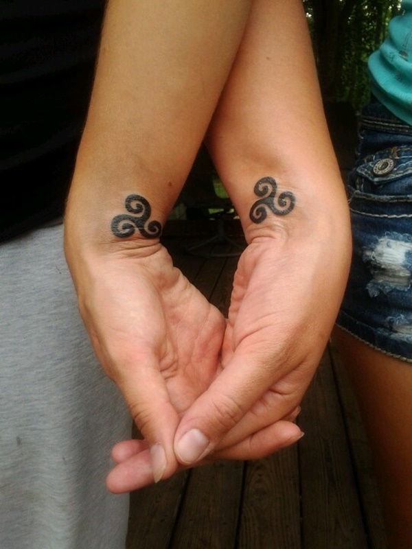 Amazing celtic wrist tattoo for siblings or friends.