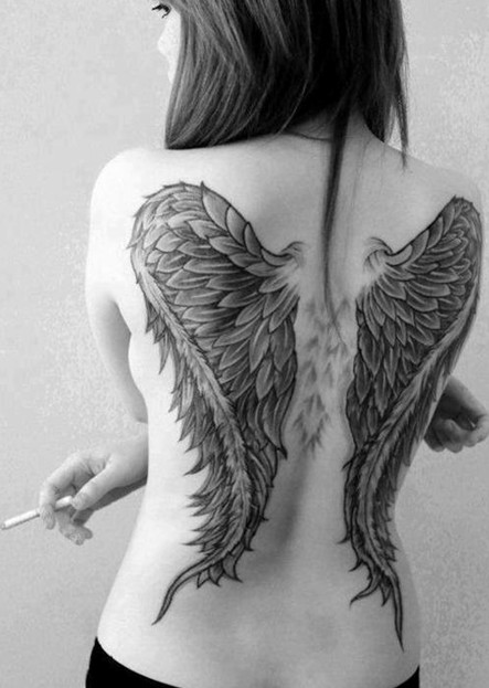 Angel Wings Tattoo on Back.