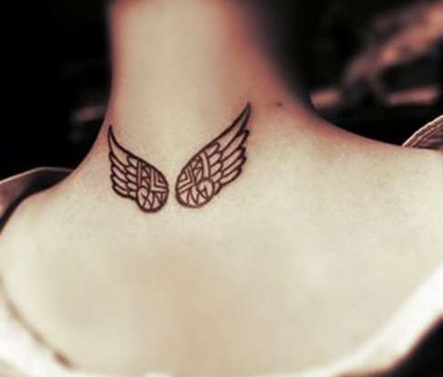 Angel Wings Tattoos Back of Neck.