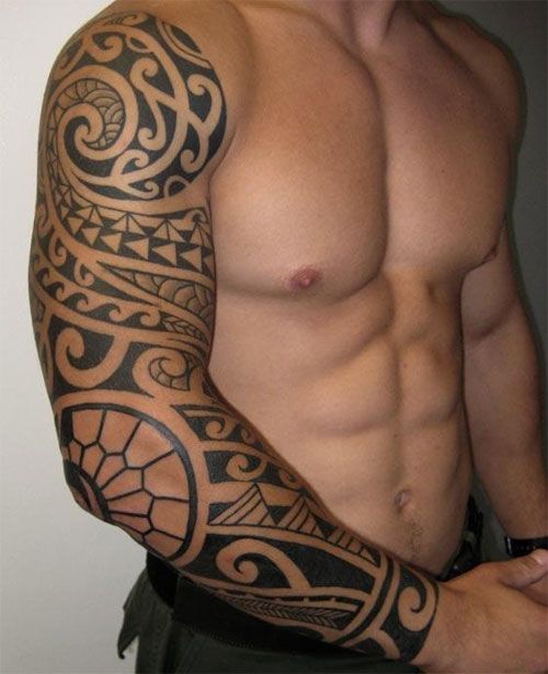 Arm tribal tattoo for men.