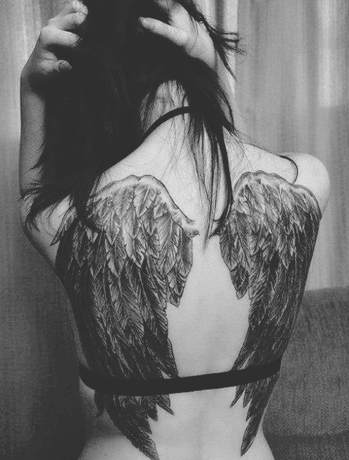 Awesome Angel Wing Tattoo on Back.