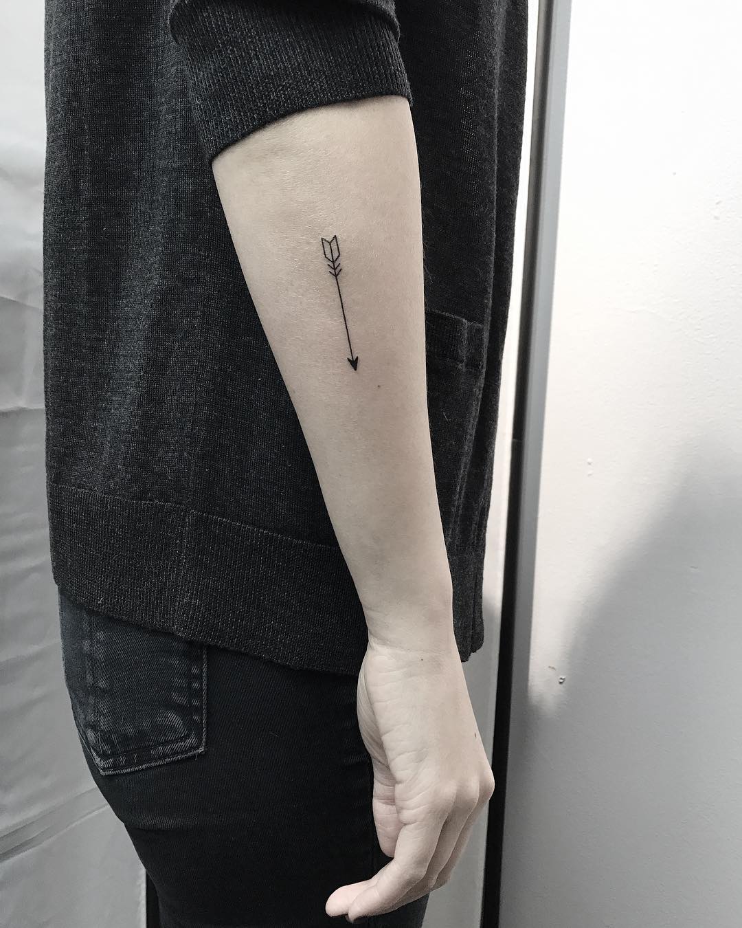 Beautiful Fineline Arrow Tattoo.