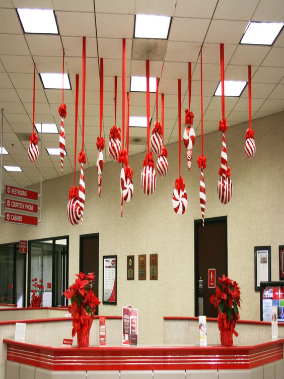 Best candy cane decor. Office Christmas Decoration