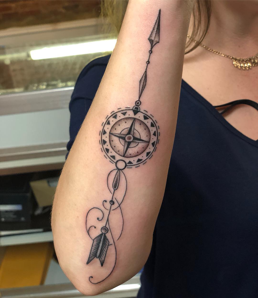 Compass And Arrow Tattoo.