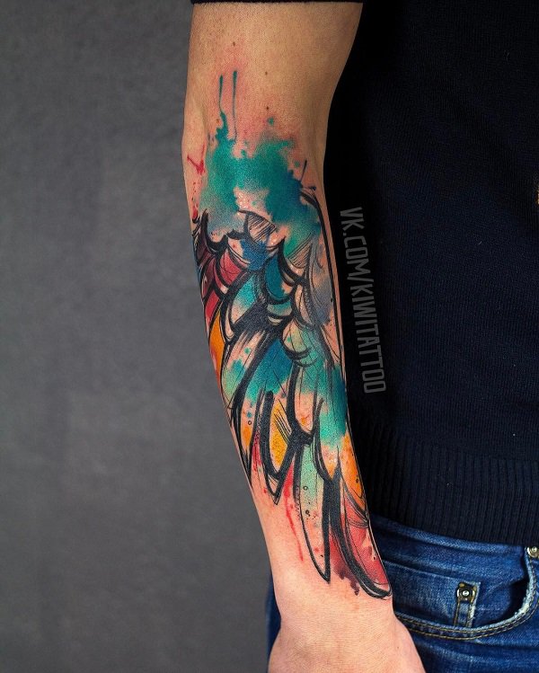 Exclusive Watercolor Wing Tattoo.