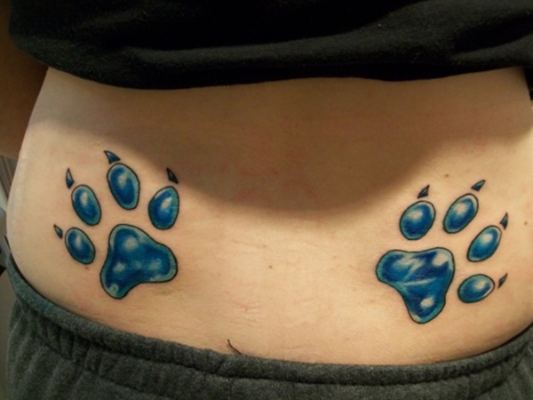 Fabulous dog paw tattoo on both sides of your waist.