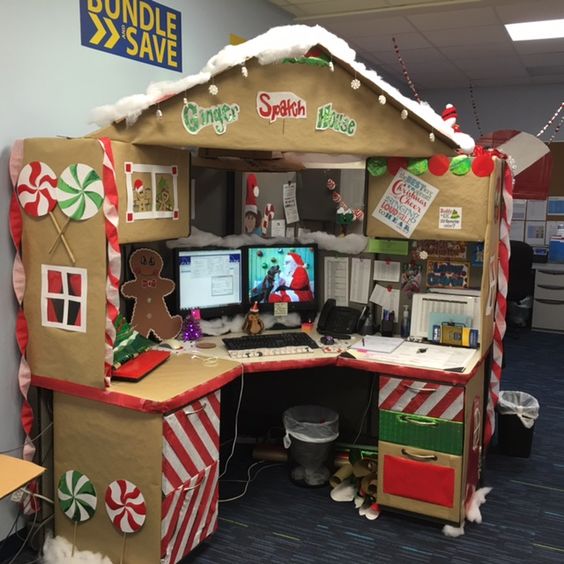 Gingerbread cubicle decor.