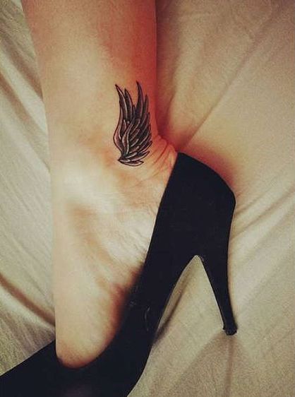 Grey Wing Ankle Tattoo.
