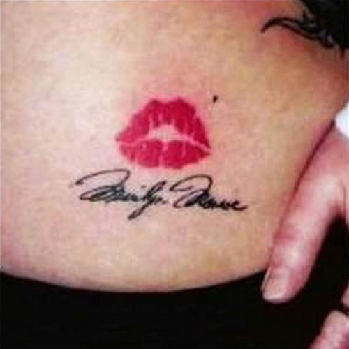 Kiss Lips Tattoos With Name.