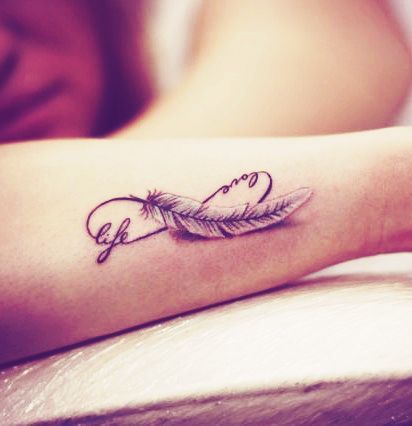 Life Feather Infinity Tattoo.