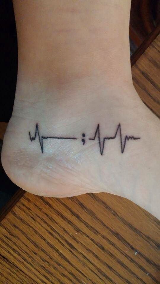 Love This Heartbeat Semicolon Tattoo Idea.