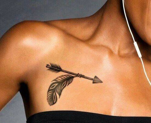 Marvelous feather with arrow tattoo.