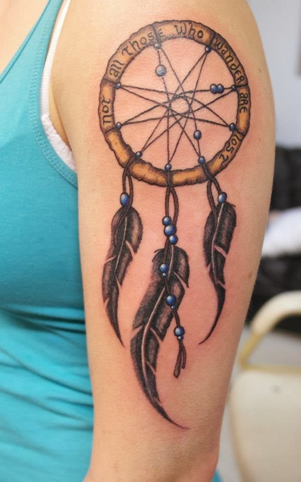 Nice idea to add message in your dreamcatcher tattoo.