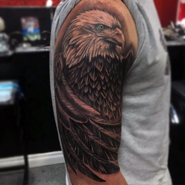 No worries if you do not have big biceps you can still flaunt your manhood with eagle tattoo design.
