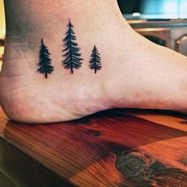 Pine trees of different sizes on ankle.