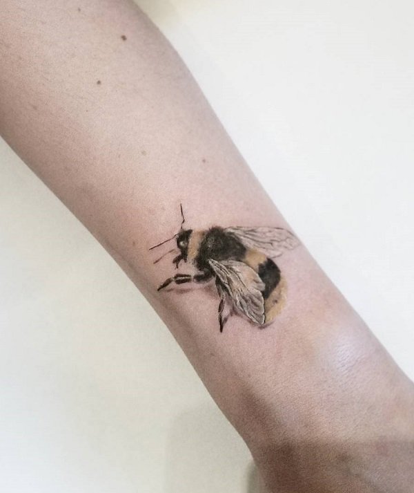 Realistic Honey Bee Tattoo.
