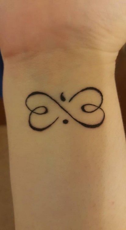 Semicolon Infinity Tattoo On Wrist.
