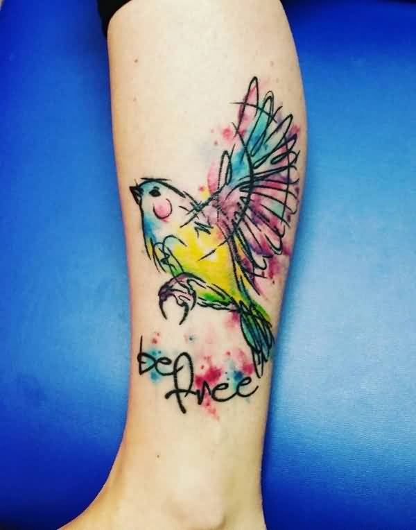 Sweet Bird Calf Tattoo.