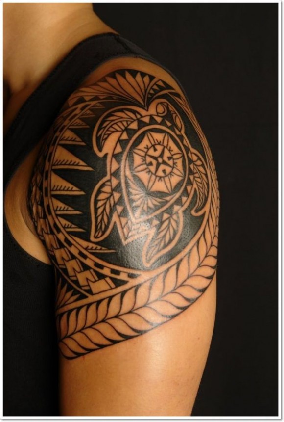 Turtle tribal tattoo design.