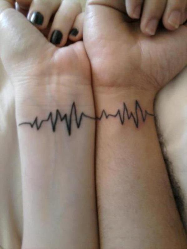 Ultimate Heartbeat Couple Tattoos.