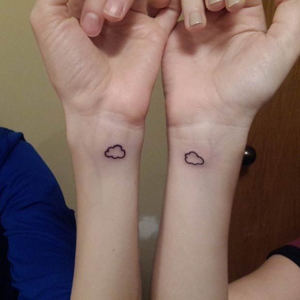 Unique Couple Tattoo Of Cloud.